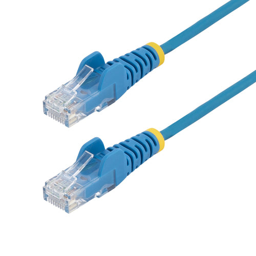 StarTech.com 9in Blue Slim CAT6 Ethernet Cable, Snagless, 100W PoE, UTP, LSZH, 28AWG Pure Bare Copper Wire, Slim RJ45 Network Patch Cord w/Strain Reliefs, Individually Tested